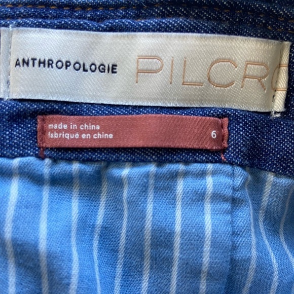 Anthro Pilcro Letterpress Wide Leg Overalls 6 Boho Hippie Belted Denim Jean - Picture 6 of 14